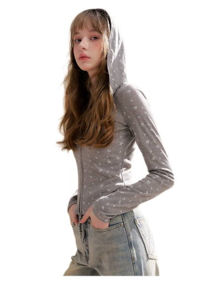 Lyocell Rose Zip Hoodie