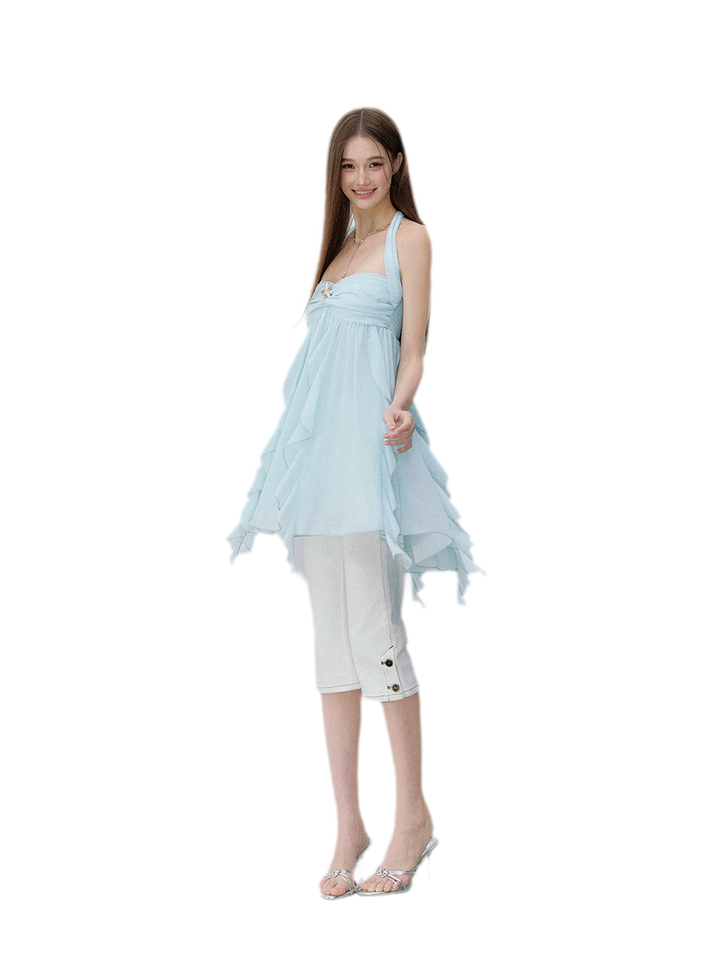 Starfish Ruffle Halter Dress