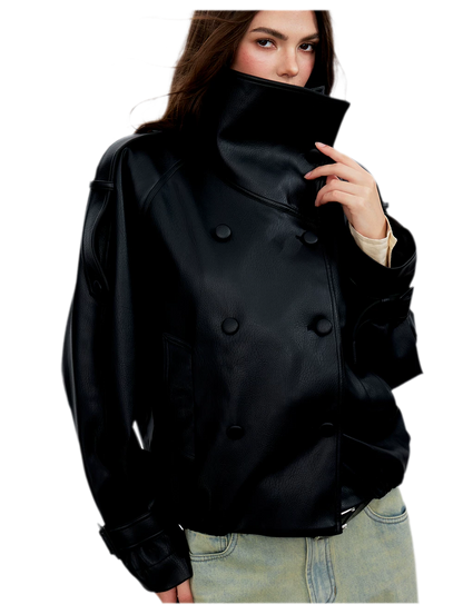 Matte Oversized Faux-Leather Jacket