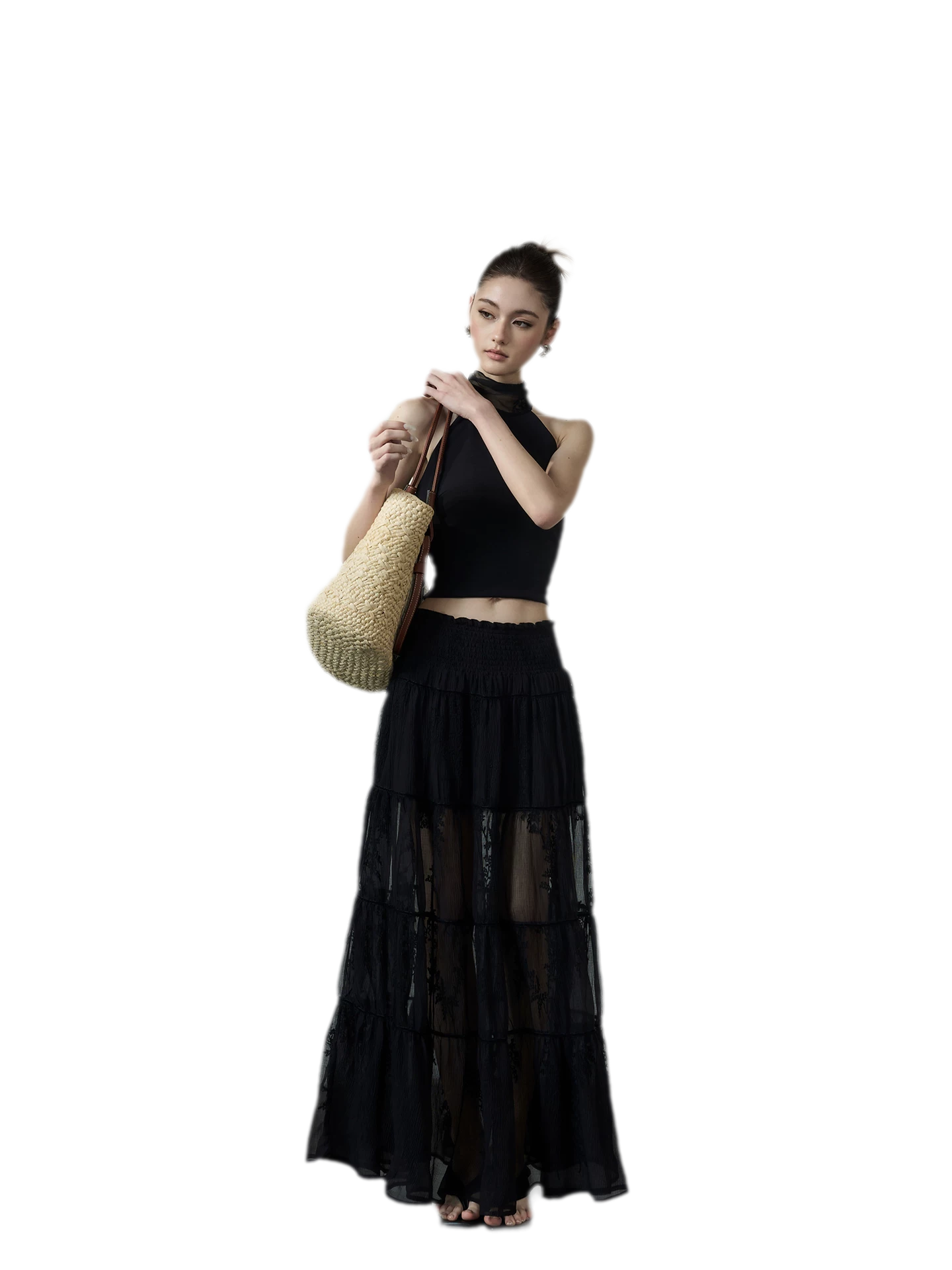 Tiered Lace Maxi Skirt
