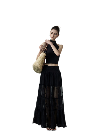 Tiered Lace Maxi Skirt