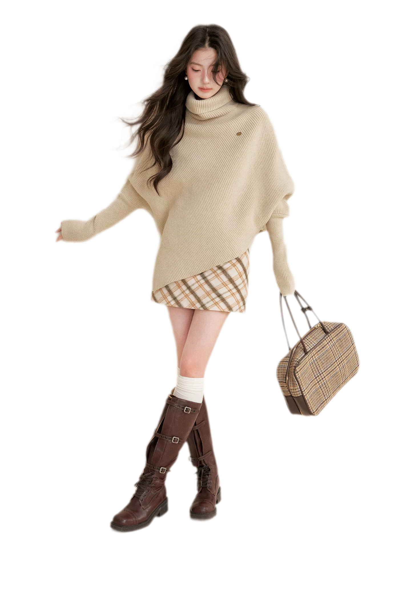 High Neck Poncho Sweater