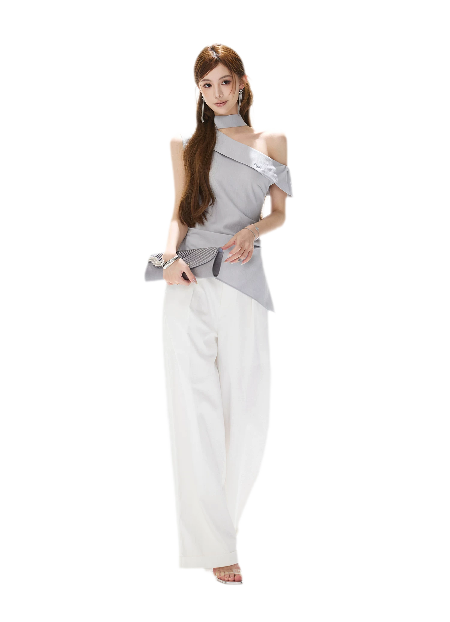Asymmetrical Halter Blouse