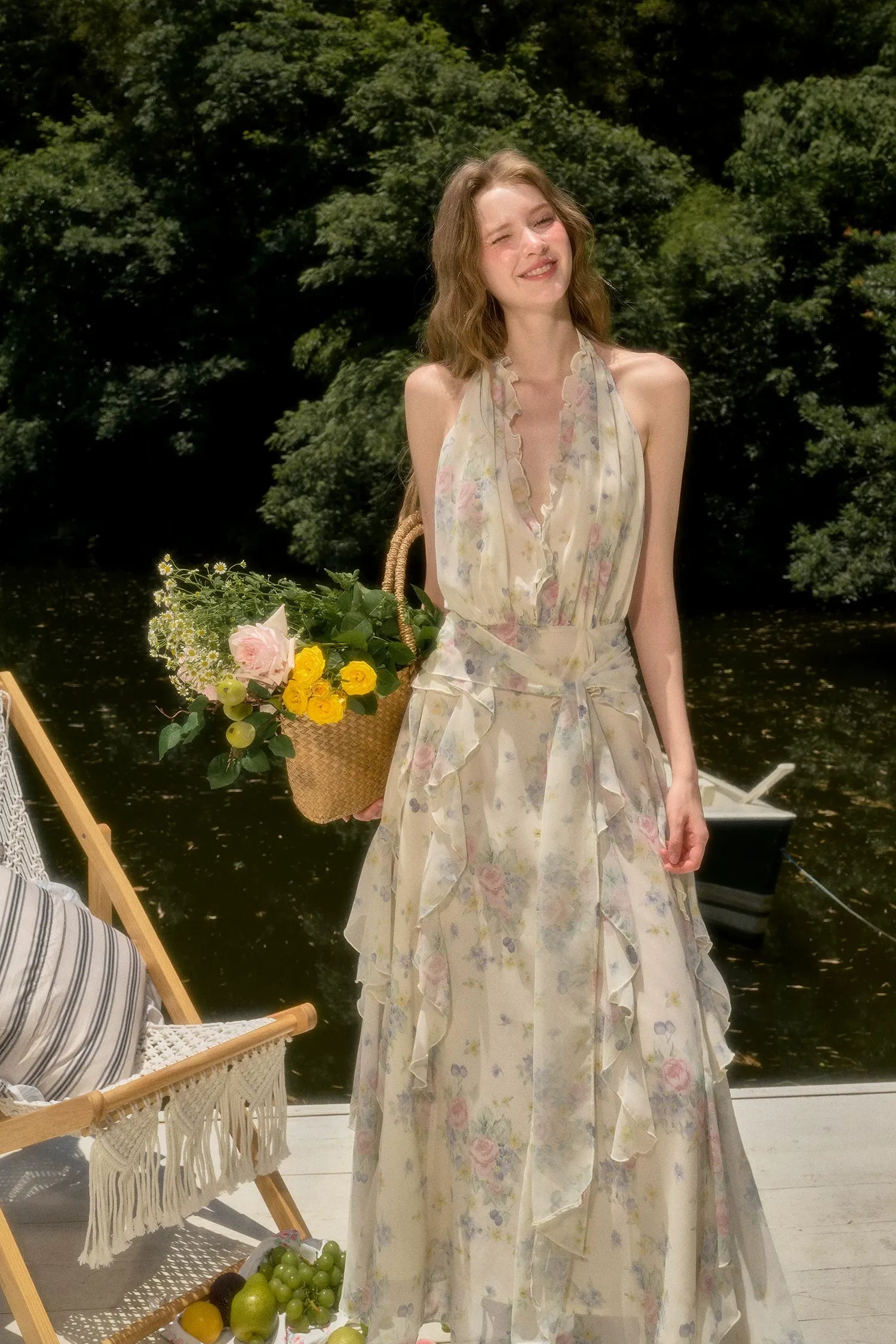 Blossom Ruffle Halter Dress