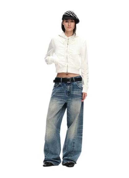 Vintage Washed Wide-Leg Jeans