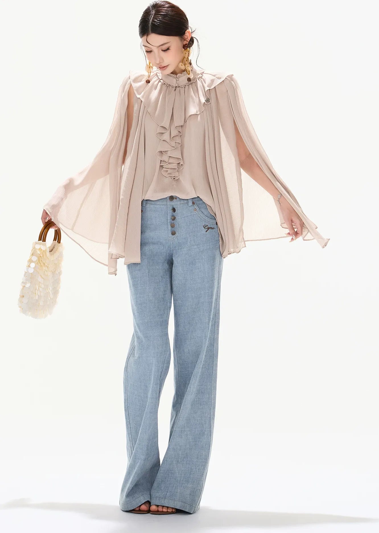 Ruffled Chiffon A-Line Top
