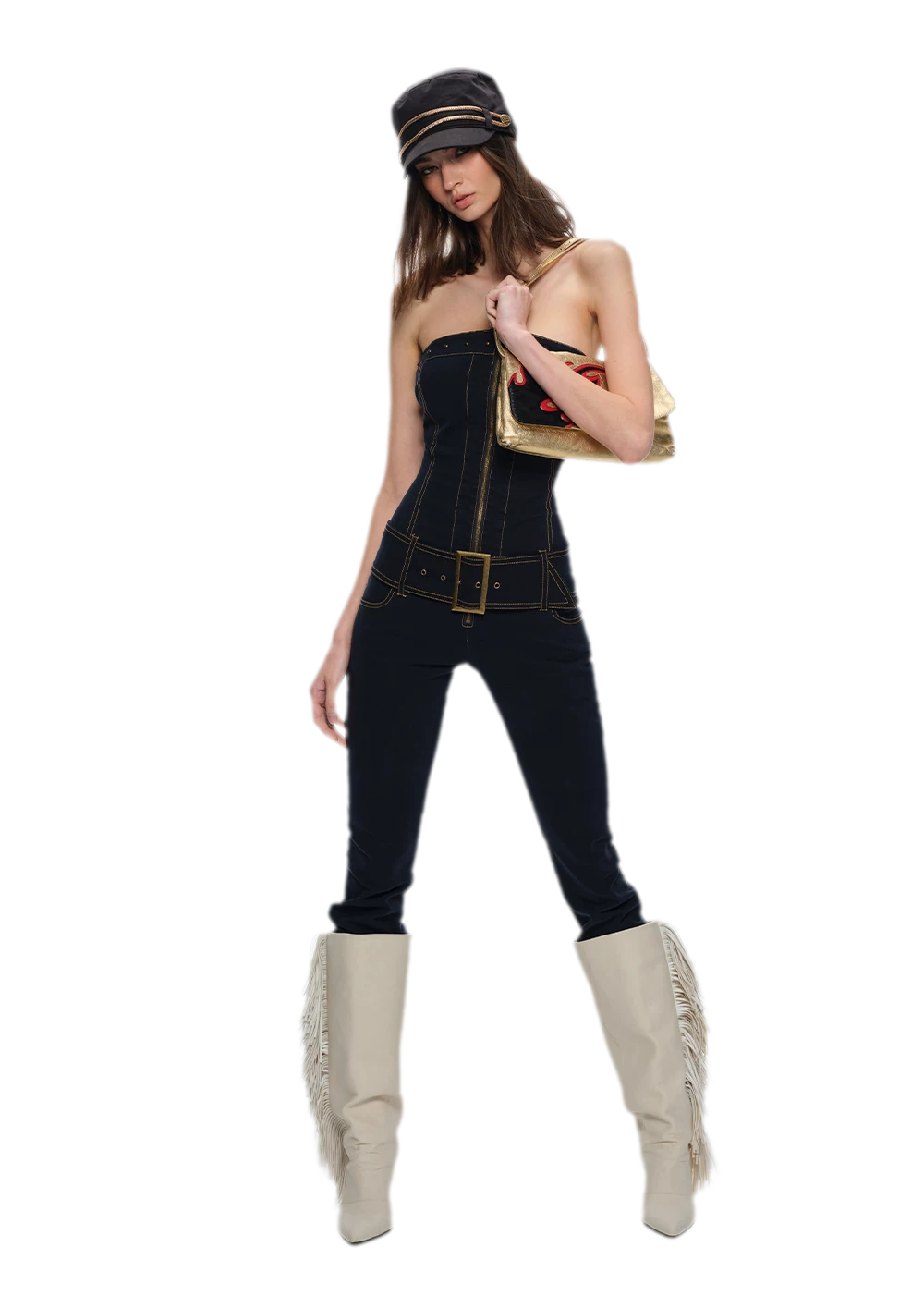 Washed Fitted Denim Jumpsuit