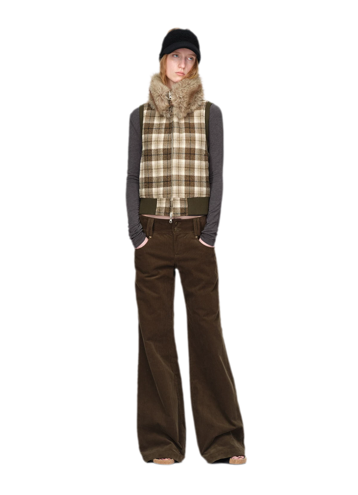 Washed Corduroy Wide-Leg Trousers