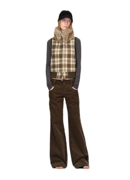Washed Corduroy Wide-Leg Trousers