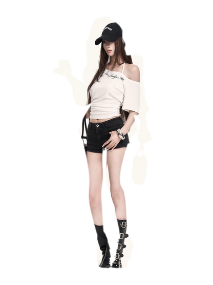 Asymmetric Halter Crop Tee