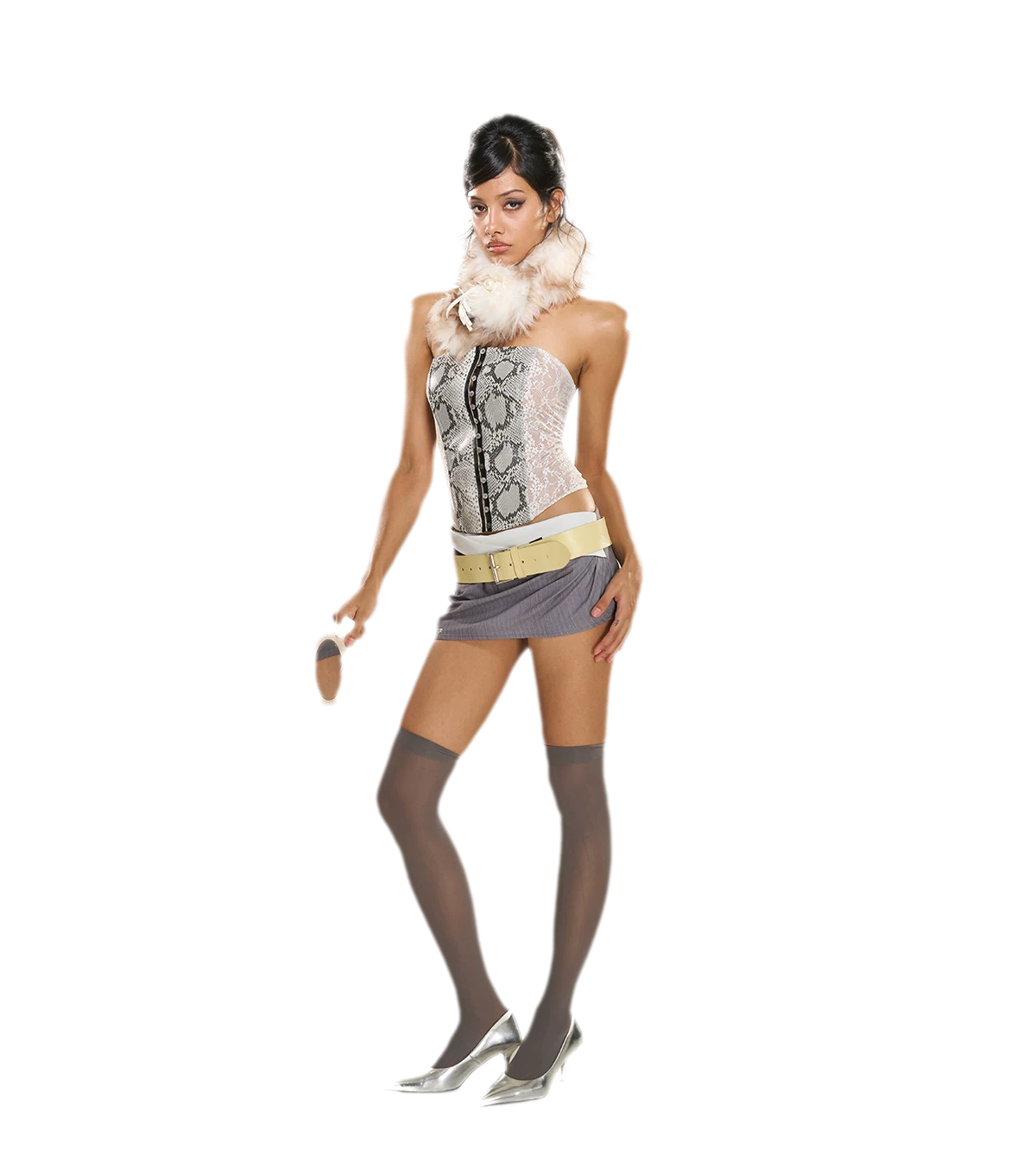 Snakeskin Lace Boned Bustier Top