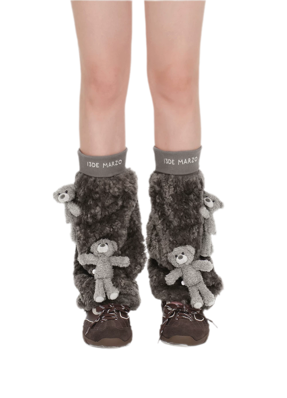 Plush Bear Appliqué Leg Warmers