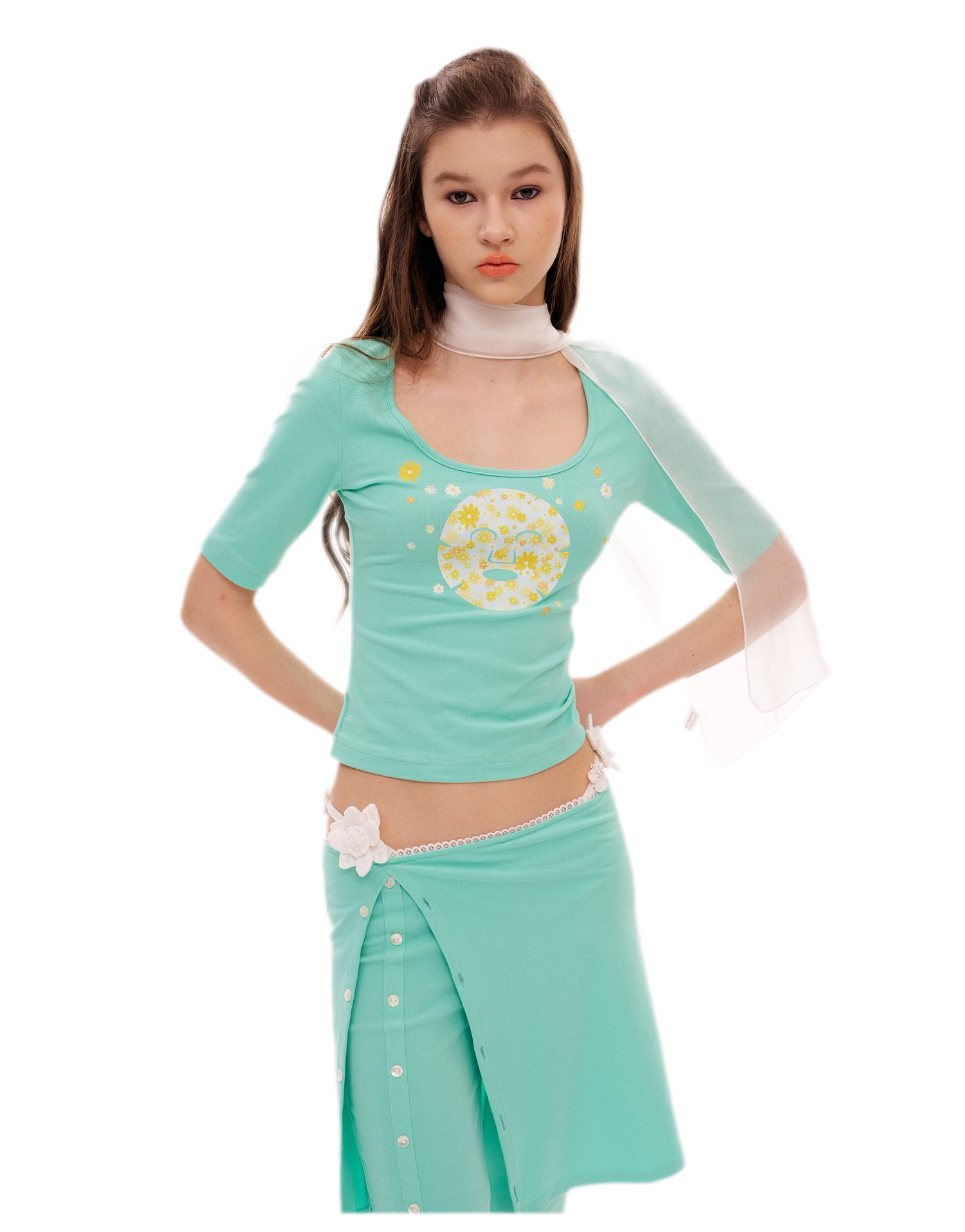 Graphic Cropped T-Shirt Set