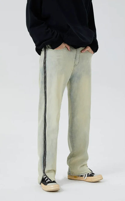 Washed Yellow Mud Straight Jeans