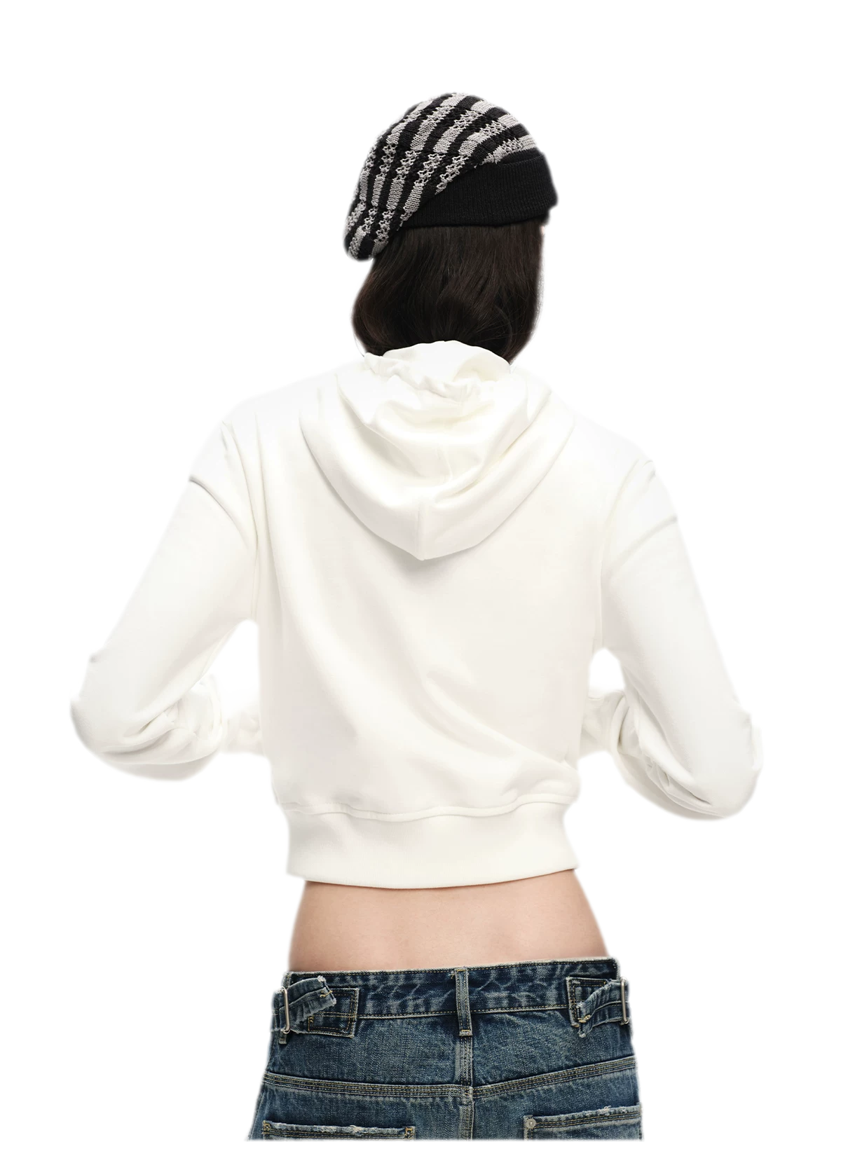 Textured Cropped Hooded Jacket