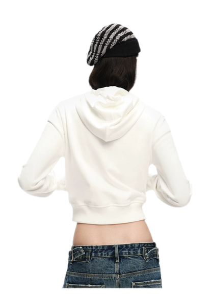 Textured Cropped Hooded Jacket