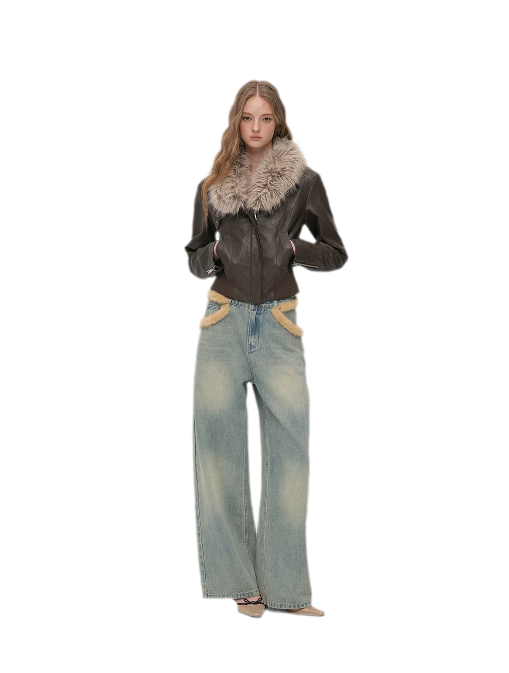 Textured Cropped PU Jacket