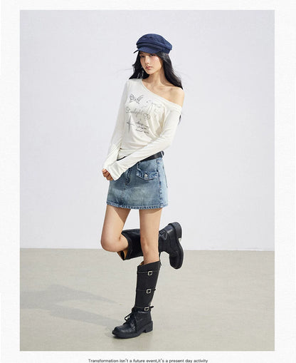 Asymmetric Off-Shoulder Sun Protection T-Shirt