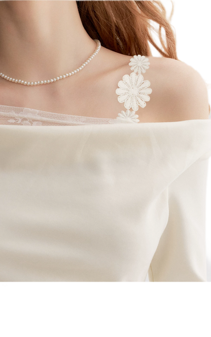 Daisy Lace One-Shoulder Dress