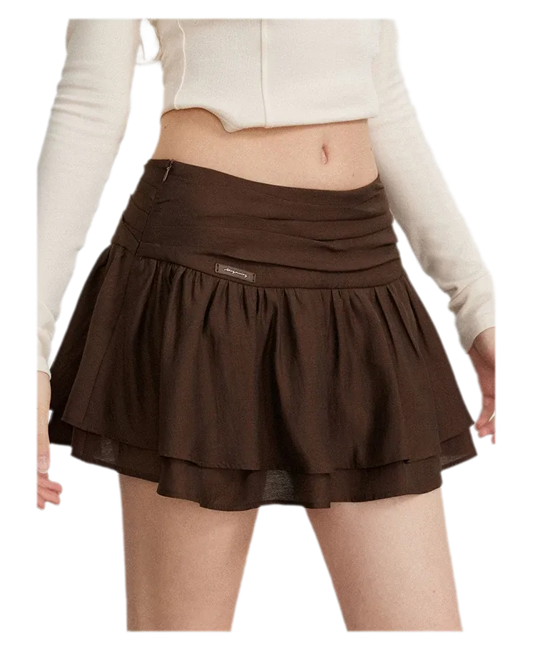 Pleated Ruffle A-Line Skirt