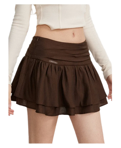 Pleated Ruffle A-Line Skirt