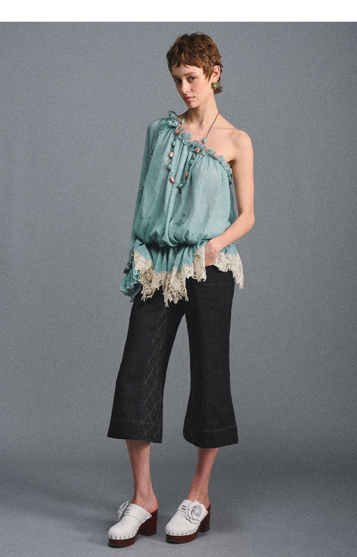 One-Shoulder Chiffon Blouse