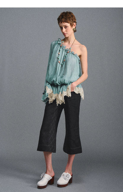 One-Shoulder Chiffon Blouse
