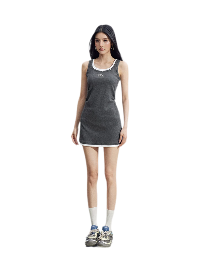 Contrast U-Neck Dress