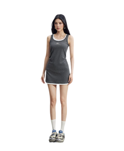Contrast U-Neck Dress