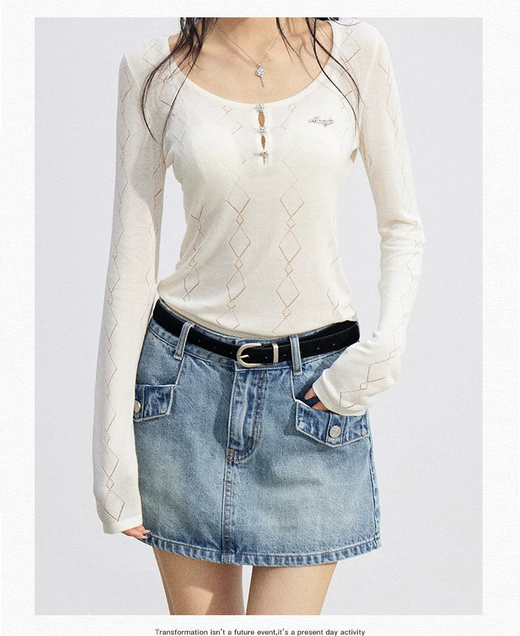 Ice Silk Hollow Knit Top