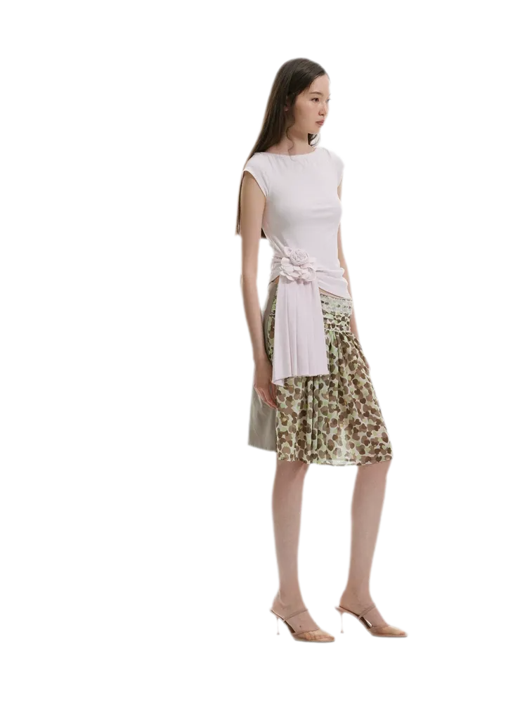 Chiffon Contrast A-Line Skirt