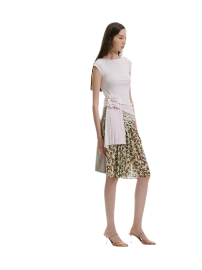Chiffon Contrast A-Line Skirt