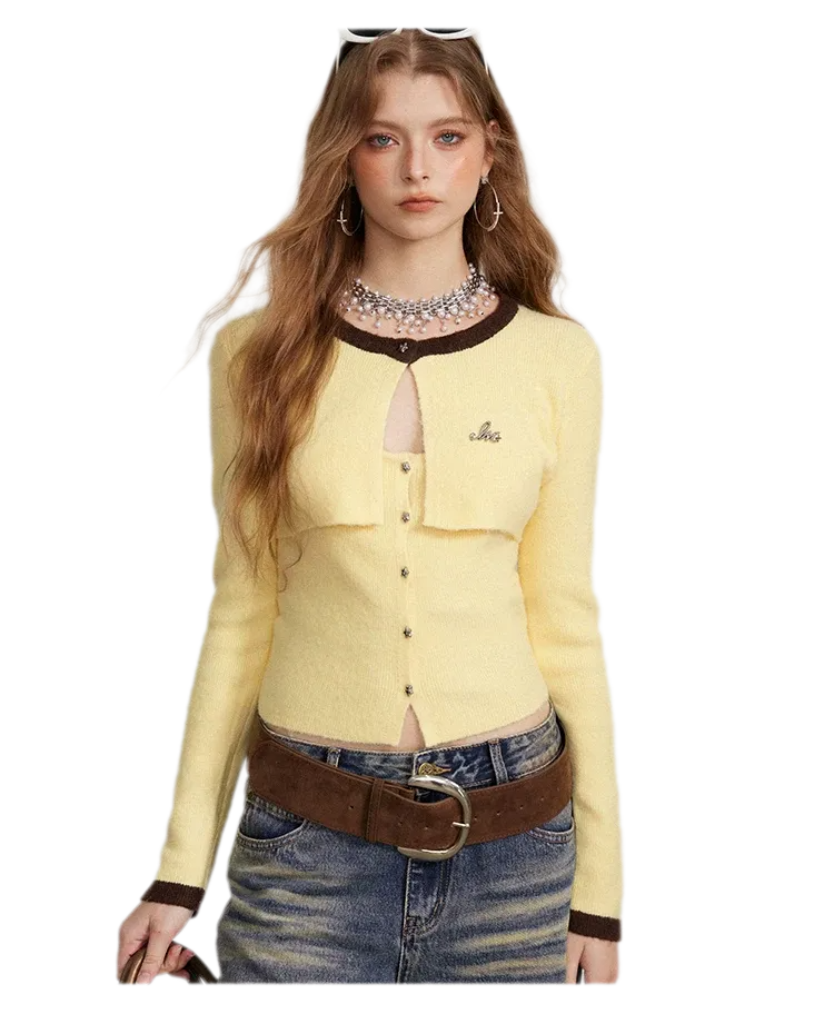 Contrast Panel Cropped Knit Sweater
