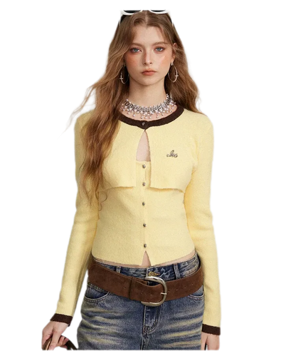 Contrast Panel Cropped Knit Sweater