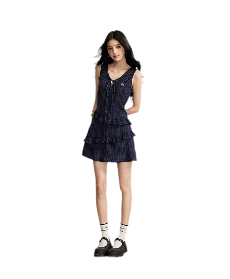 Ruffled Plaid Cami Dress