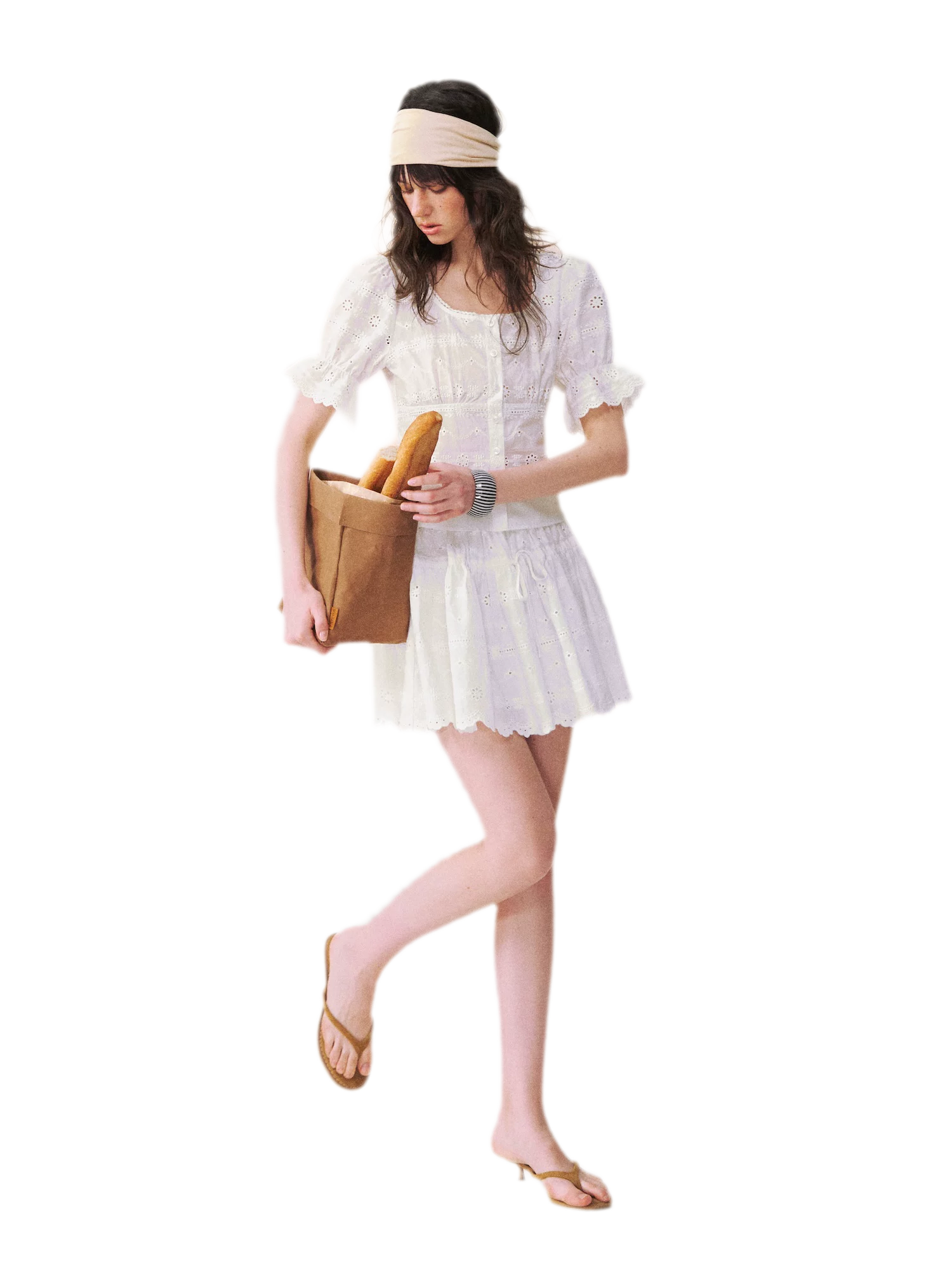 Eyelet Embroidered Top &amp; Skirt Set