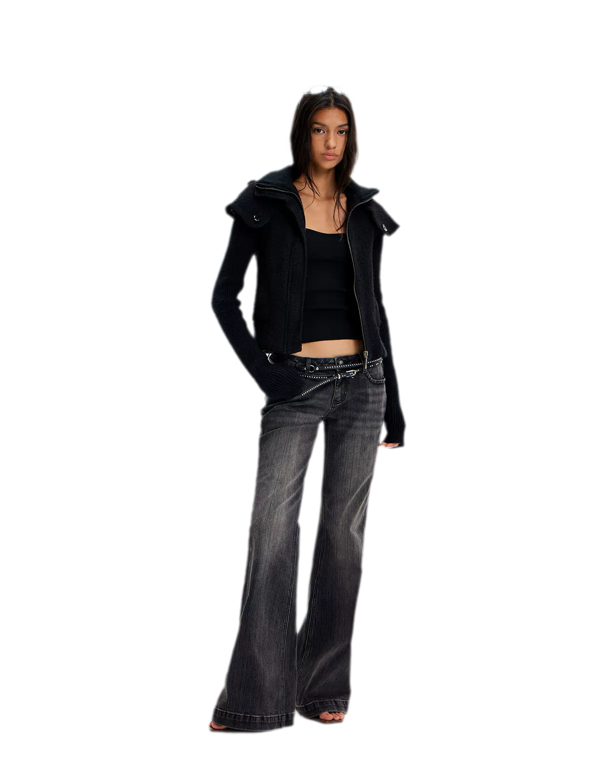 Chaqueta de lana con cuello de chal y patchwork