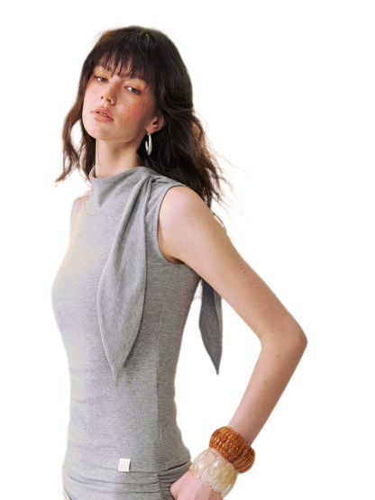 Draped Tie Top &amp; Skirt Set