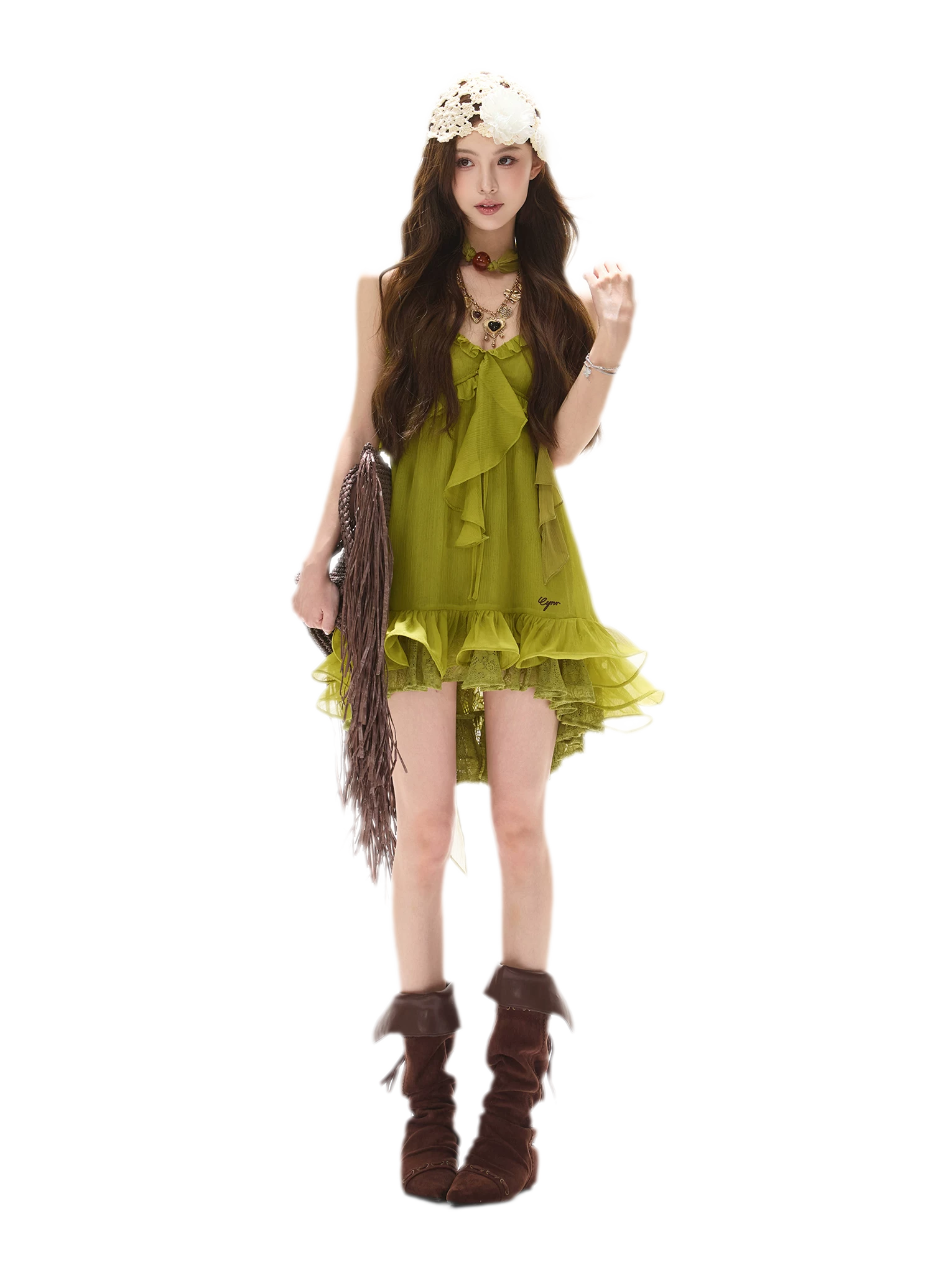 Ruffled Halter Chiffon Dress
