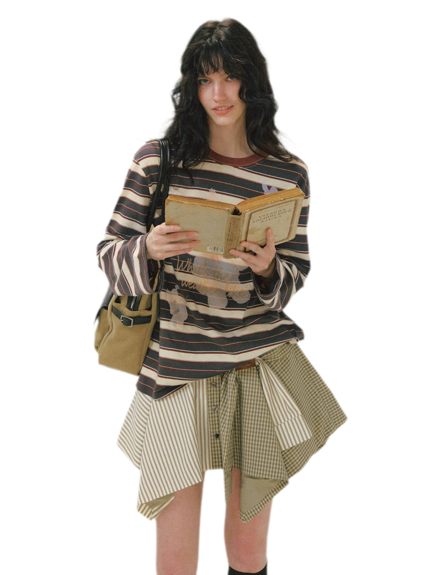 Patchwork Asymmetrical Plaid Skort