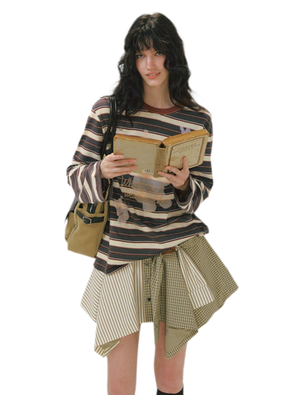 Patchwork Asymmetrical Plaid Skort