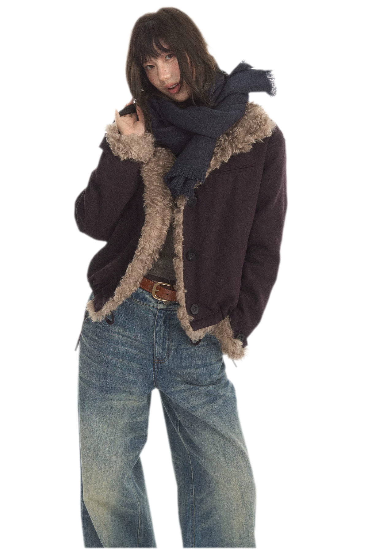 Plush Contrast Cropped Jacket