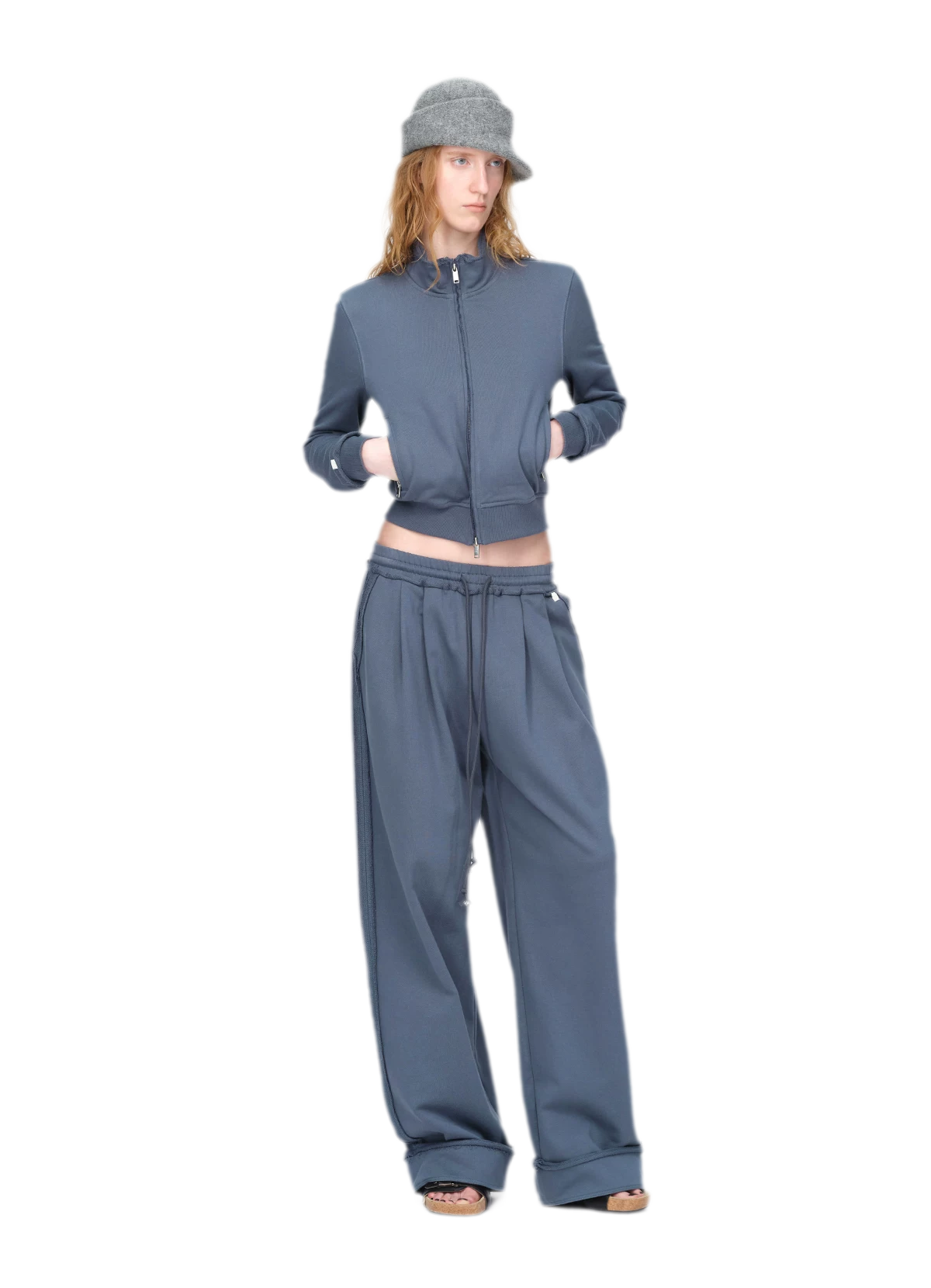 Raw-Edge Cropped Sweatshirt Set