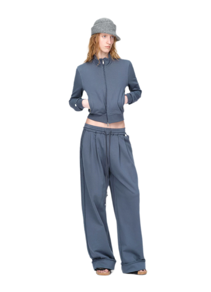 Raw-Edge Cropped Sweatshirt Set