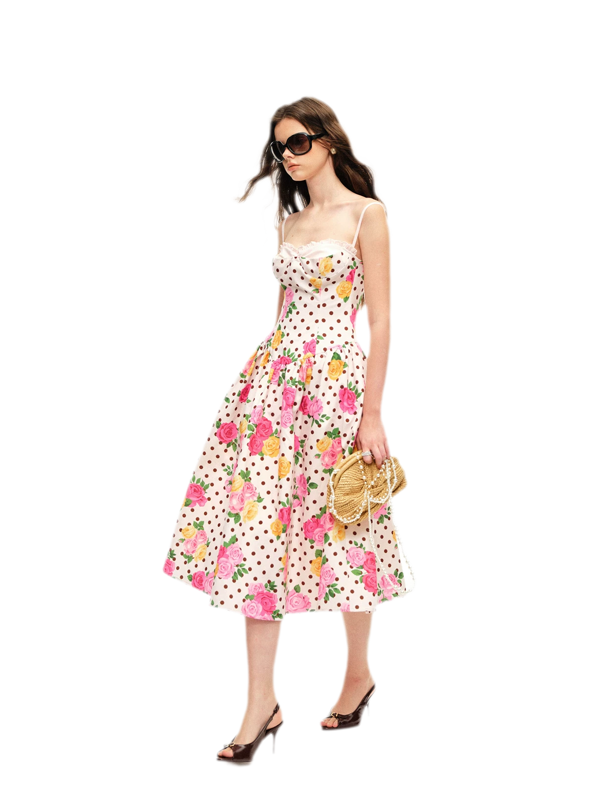 Lyocell Polka Dot Midi Dress