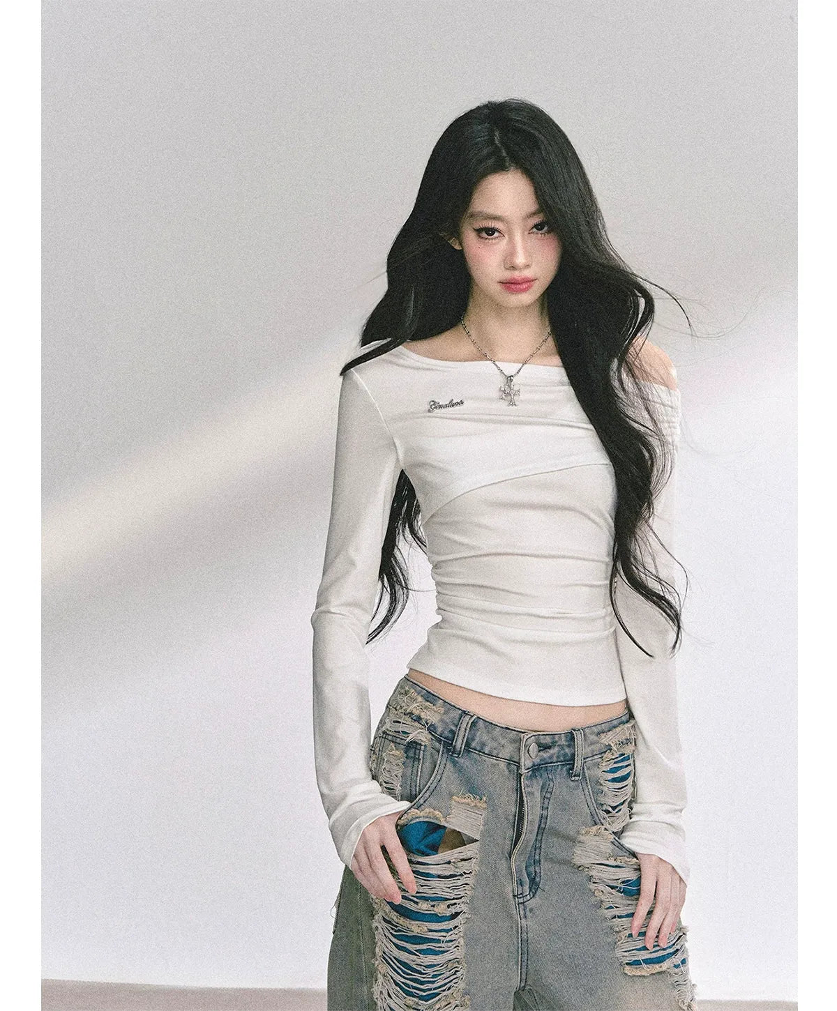 Lace Cutout Shoulder Tee