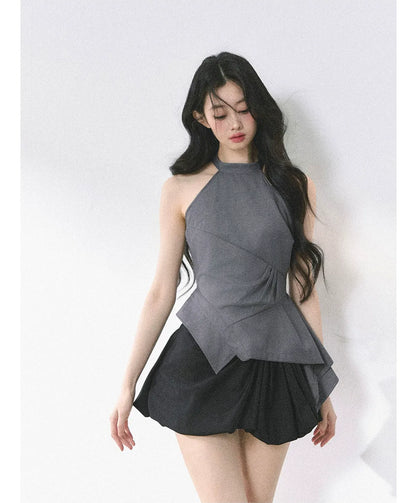 Halter Sculpted Crop Tee