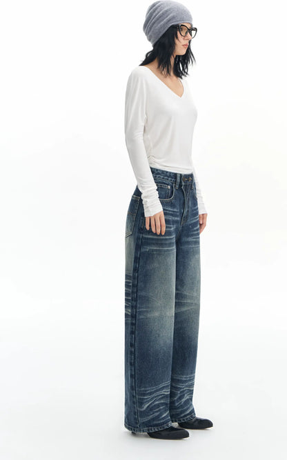 Vintage Wash Wide-Leg Jeans