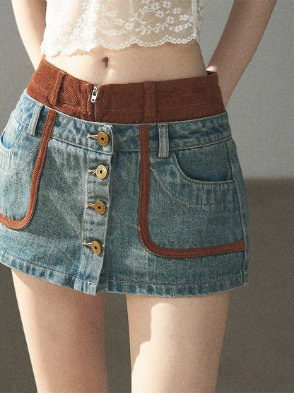 Washed Denim Jacket Skirt Set