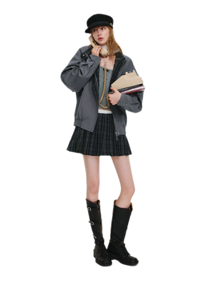Reversible Plaid Boxy Jacket